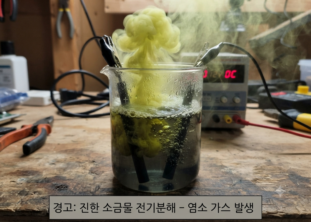 진한소금물 전기분해는 유독가스를 생성한다