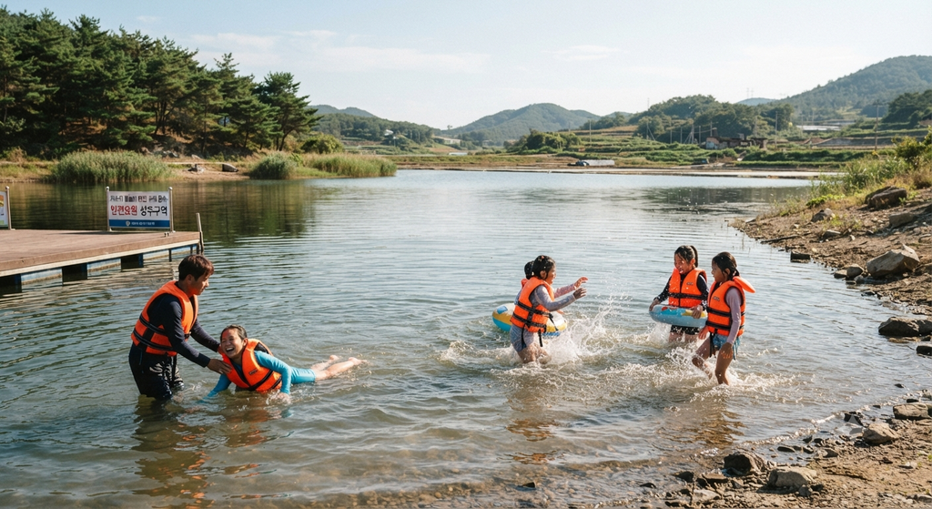 구명조끼 착용과 보호자 동반 물놀이 ,물속깊은곳을 모를경우 함부로 들어가면 안된다.생활안전에 유의해야한다.